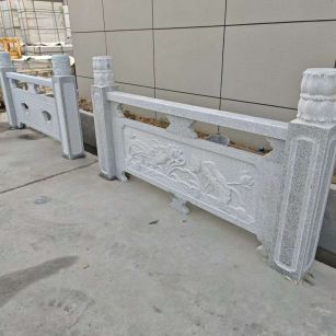 淄博芝麻白河道栏杆 石材栏杆