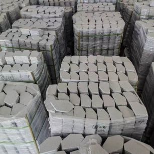 淄博芝麻白石材冰裂纹，碎拼。