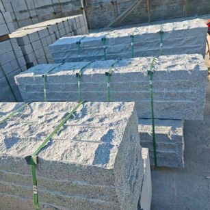 淄博芝麻白自然面整石 坐凳