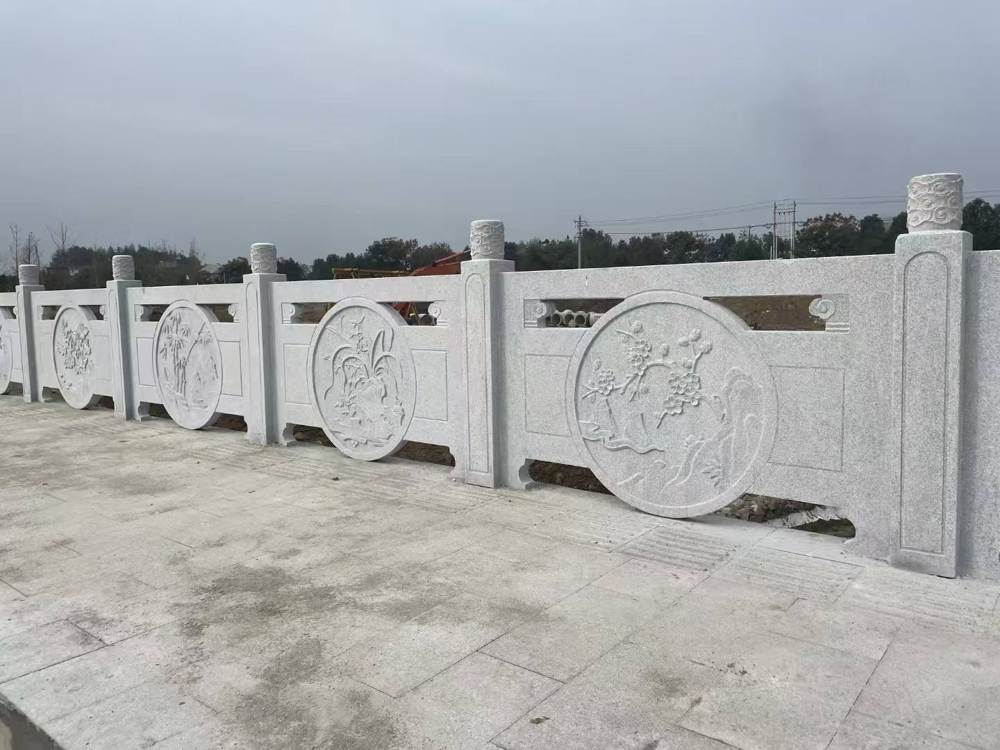 淄博芝麻白河道栏杆 石材栏杆